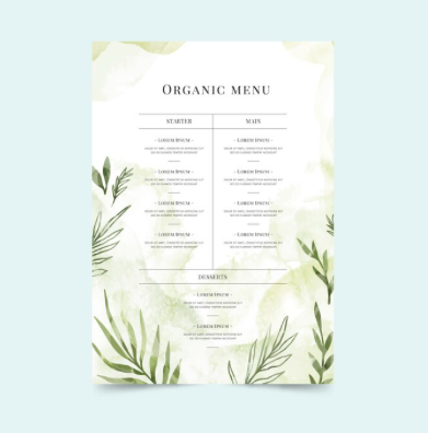 Table Menus (Flat)
